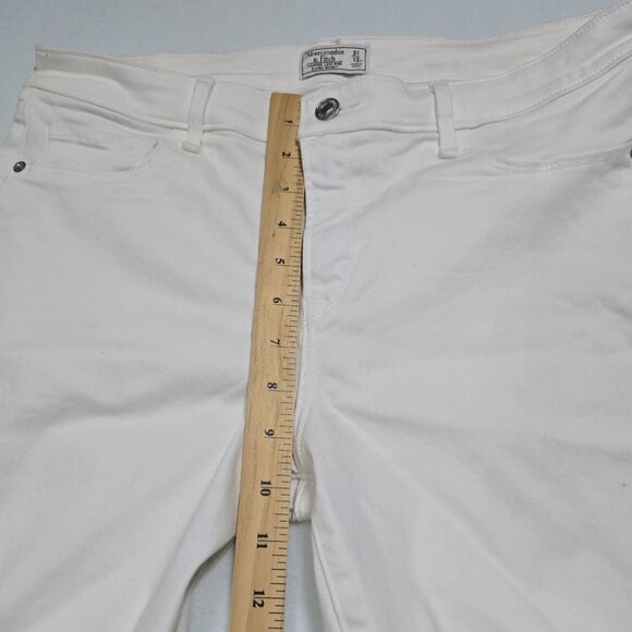 Abercrombie & Fitch Jeans Women Size 31/12 Ivory Super Skinny Low Rise Stretch - Picture 13 of 15